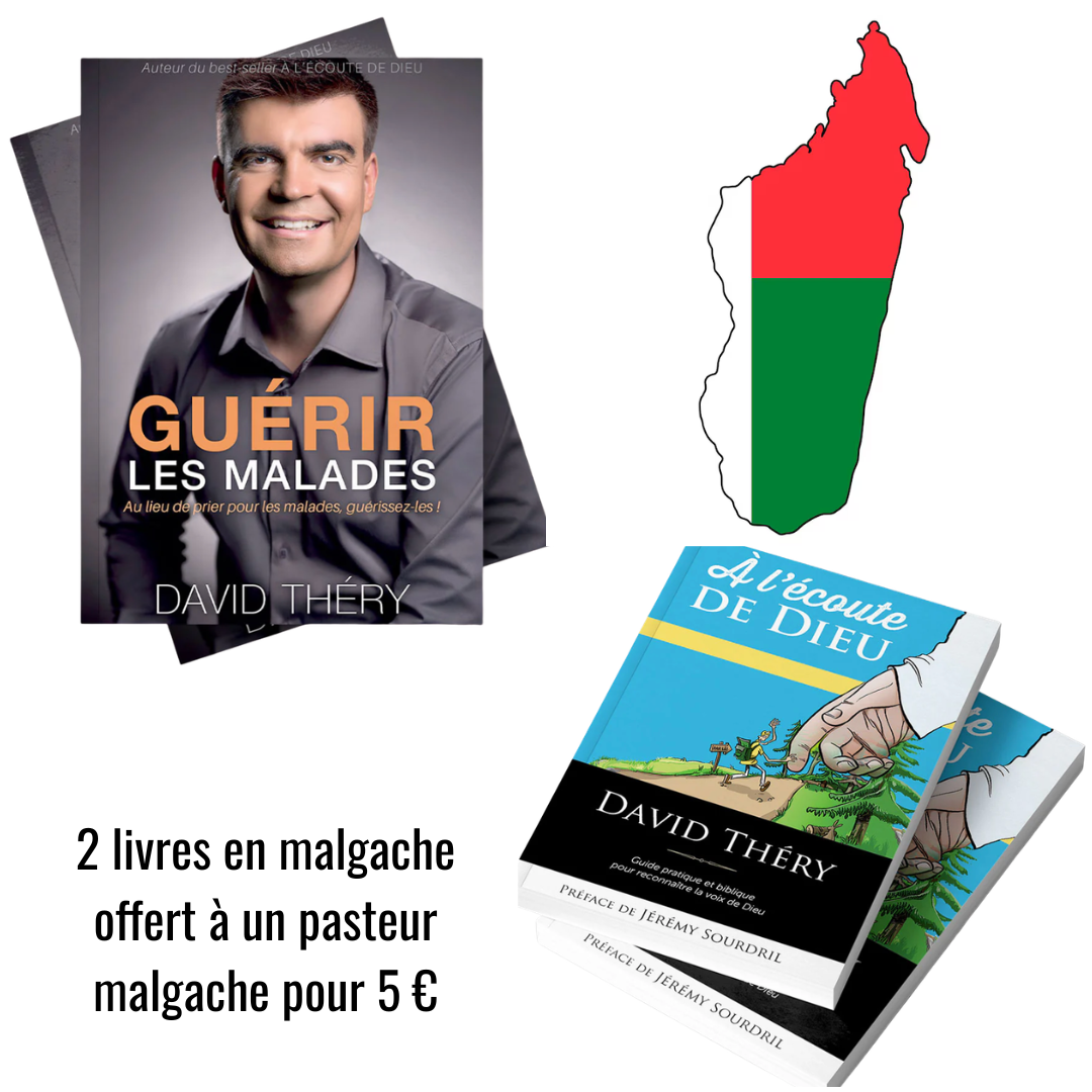 Livres Guérir les malades et À l'écoute de Dieu en malgache, offerts à un pasteur de Madagascar pour 5 €