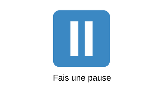 Icône de pause bleue, titre Fais une pause